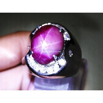 CINCIN BATU PERMATA RUBY STAR.  batu permata