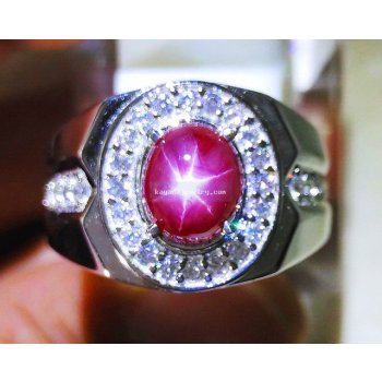 CINCIN BATU PERMATA RUBY STAR MULUSS  batu permata