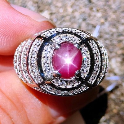 CINCIN NATURAL RUBY STAR PAYUNG  batu permata