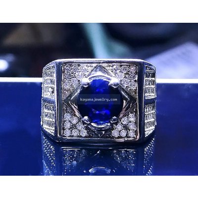 NATURAL DEEP BLUE SAPPHIRE RING batu permata