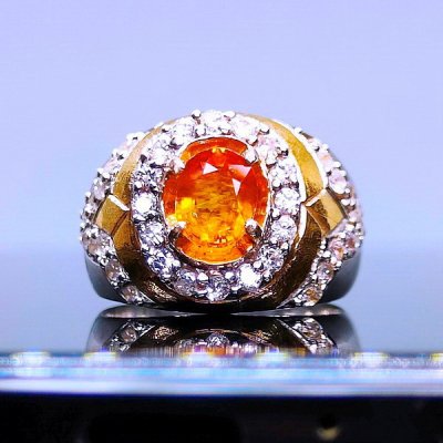 NATURAL ORANGE SAPPHIRE RING  batu permata